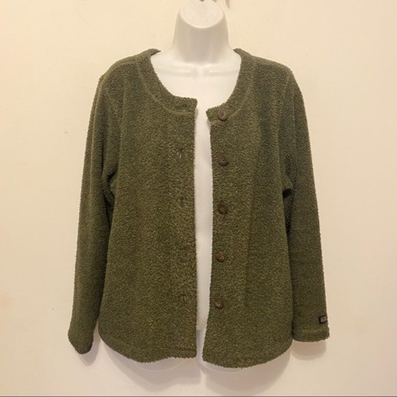 Vintage ALPS Olive button down Fuzzy cardigan Jacket size large - Picture 8 of 16